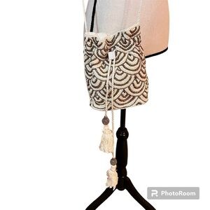 NWT From St Xavier Nevada Drawstring Beaded Bag